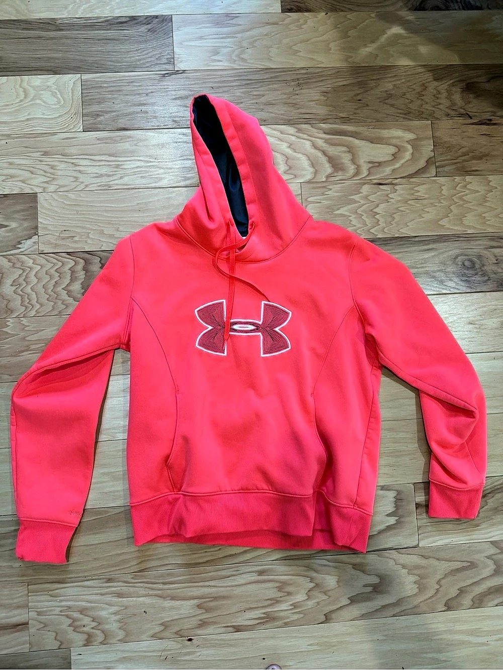 Under Armour Storm Neon Coral Pink Logo Hoodie XL